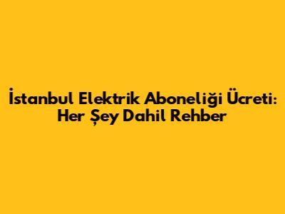 İstanbul Elektrik Aboneliği Ücreti: Her Şey Dahil Rehber