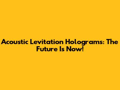 Acoustic Levitation Holograms: The Future Is Now!