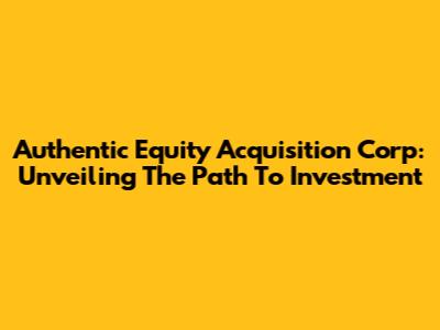 Authentic Equity Acquisition Corp: Unveiling The Path To Investment