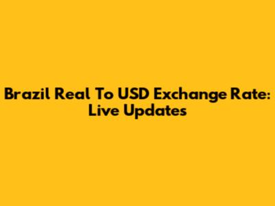 Brazil Real To USD Exchange Rate: Live Updates