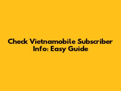 Check Vietnamobile Subscriber Info: Easy Guide