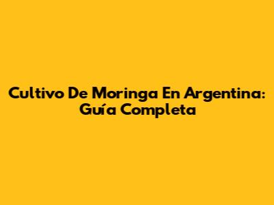 Cultivo De Moringa En Argentina: Guía Completa