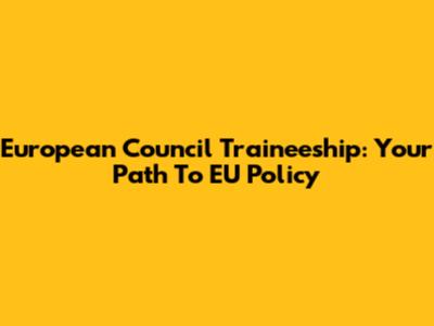 European Council Traineeship: Your Path To EU Policy