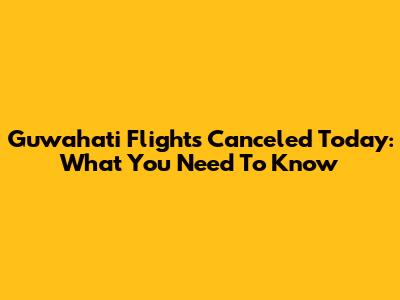 Guwahati Flights Canceled Today: What You Need To Know