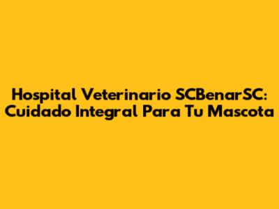 Hospital Veterinario SCBenarSC: Cuidado Integral Para Tu Mascota