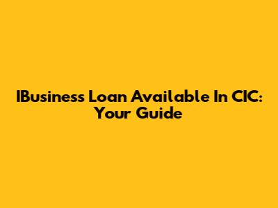 IBusiness Loan Available In CIC: Your Guide