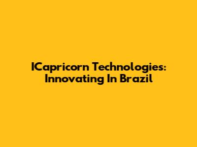 ICapricorn Technologies: Innovating In Brazil