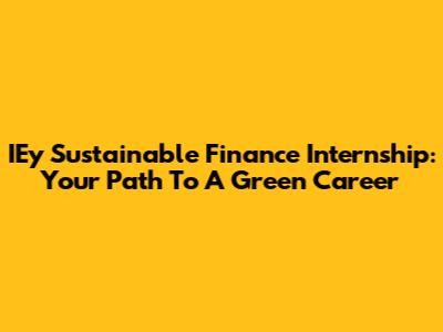 IEy Sustainable Finance Internship: Your Path To A Green Career