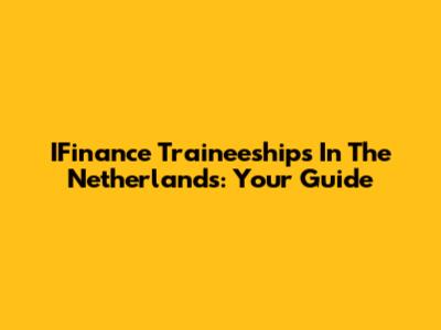IFinance Traineeships In The Netherlands: Your Guide