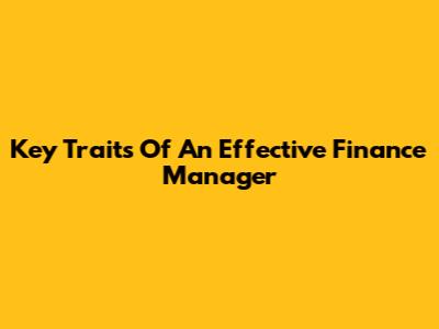 Key Traits Of An Effective Finance Manager