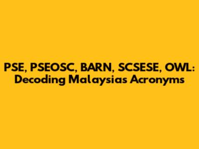 PSE, PSEOSC, BARN, SCSESE, OWL: Decoding Malaysia's Acronyms