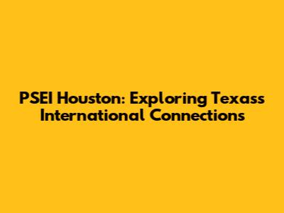PSEI Houston: Exploring Texas's International Connections