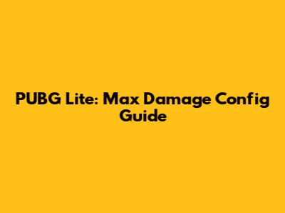 PUBG Lite: Max Damage Config Guide
