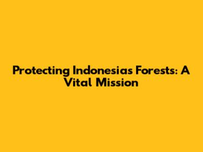 Protecting Indonesia's Forests: A Vital Mission