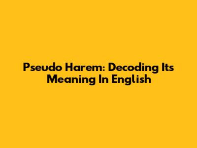 Pseudo Harem: Decoding Its Meaning In English