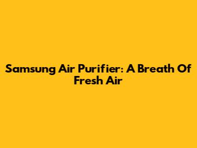 Samsung Air Purifier: A Breath Of Fresh Air