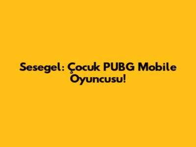 Sesegel: Çocuk PUBG Mobile Oyuncusu!