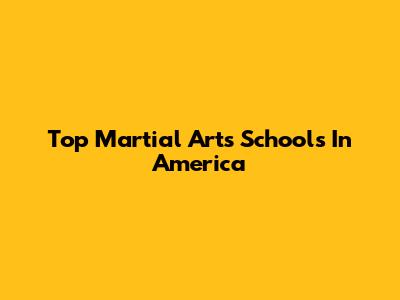 Top Martial Arts Schools In America