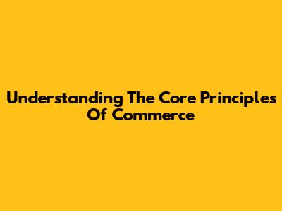 Understanding The Core Principles Of Commerce